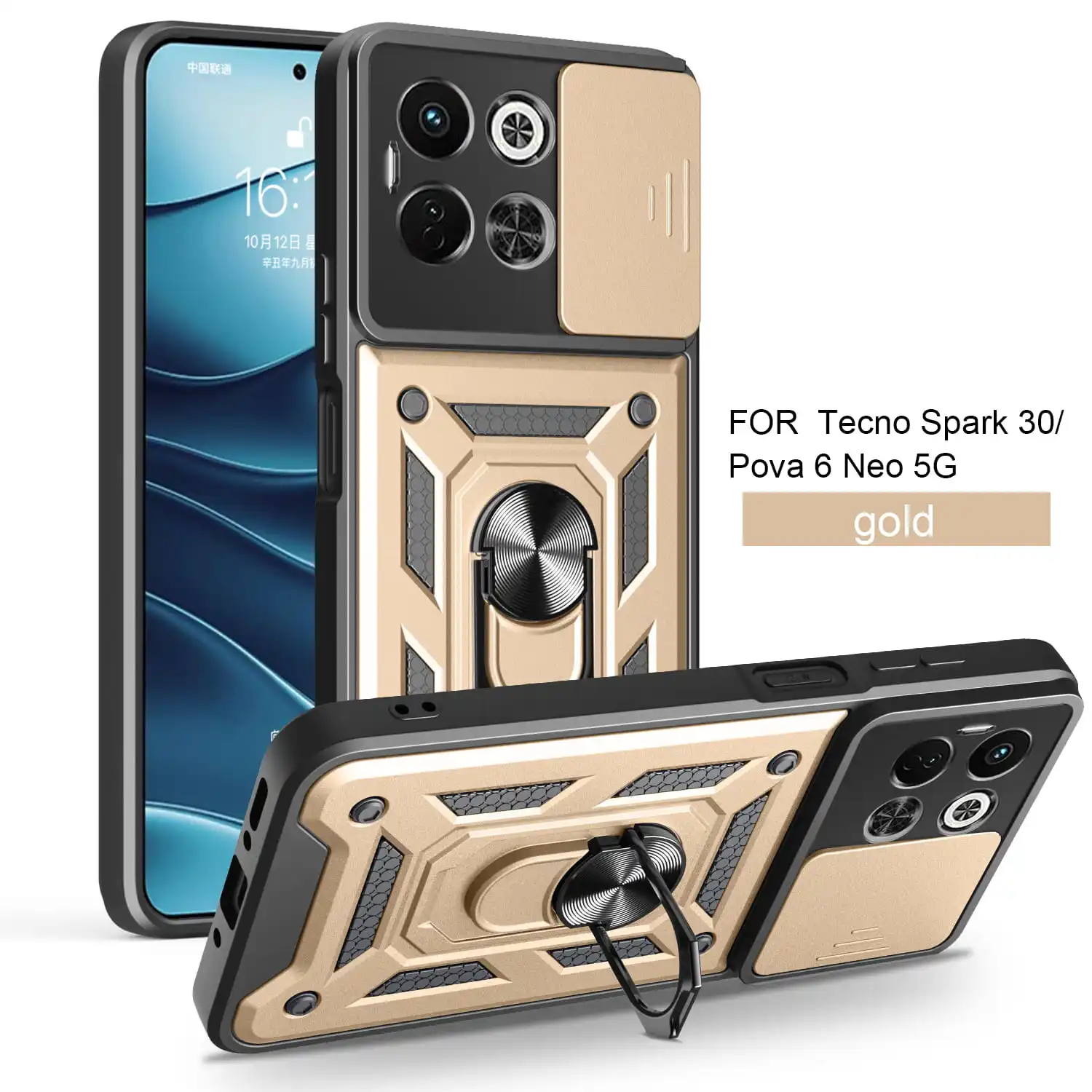 Чехол для Tecno Spark 30 5G Slide Camera Protect Stand Phone Shell Funda для Spark 30 Pro 30C 4G 20C Cover