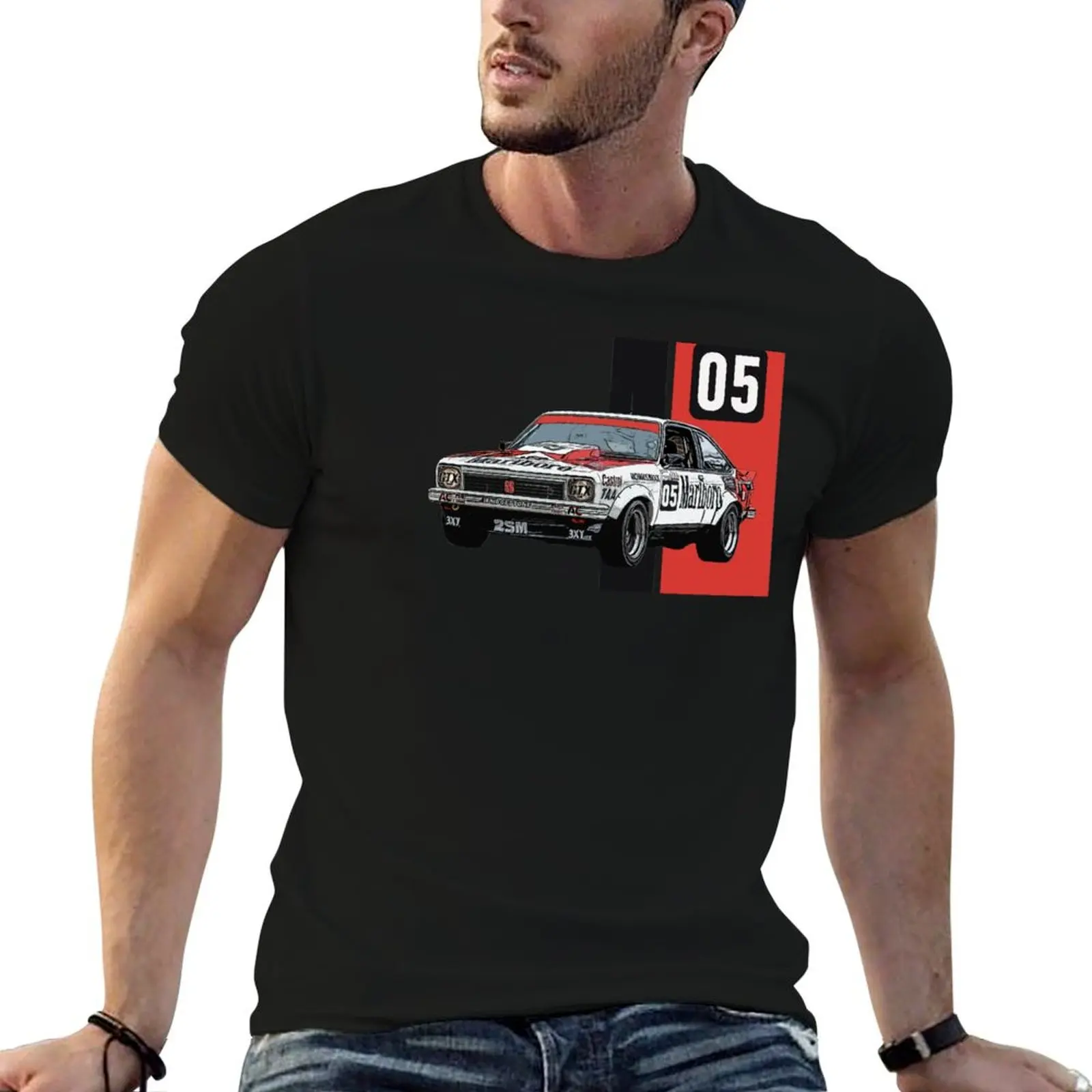 Holden Brock Torana, черно-красная полосатая футболка премиум-класса, винтажная рубашка с аниме, топы больших размеров, черные футболки для мужчин
