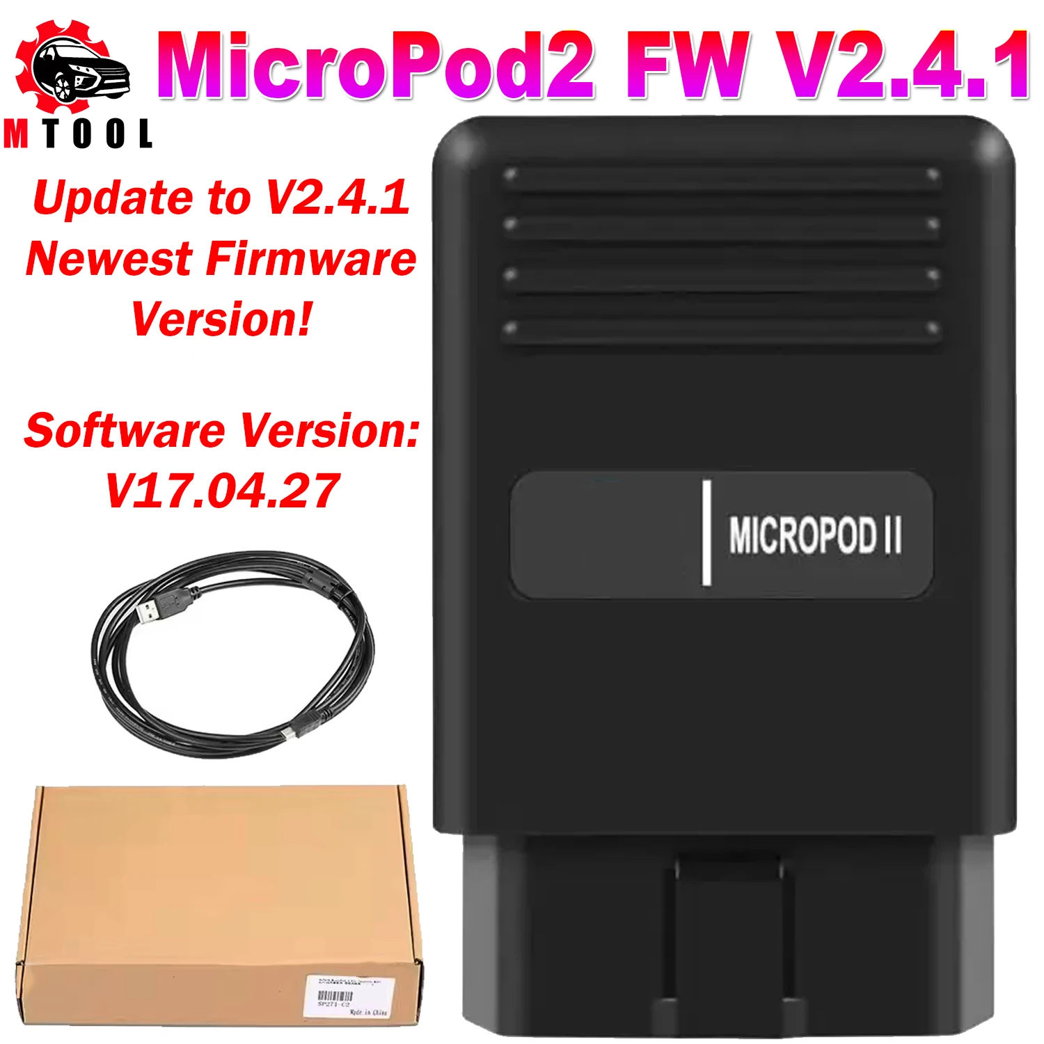 MicroPod2 FW V2.4.1 SW V17.04.27 MicroPod 2 для Fiat, Chrysler, Dodge, для Jeep, диагностический инструмент, поддержка онлайн-программирования Инструмент для ремонта автомобилей
