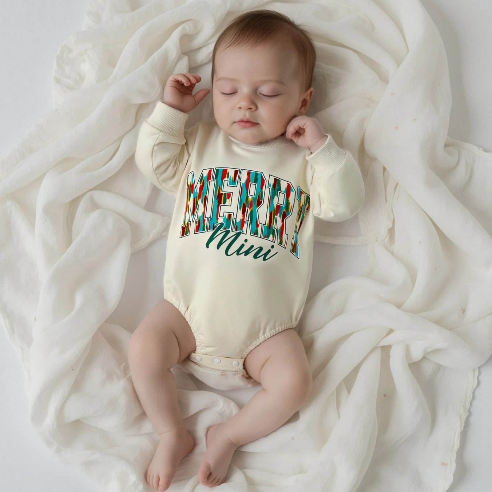 Фото Одинаковые комплекты для мамы, папы и ребенка, толстовки с круглым вырезом и длинными рукавами с принтом рождественских букв №2