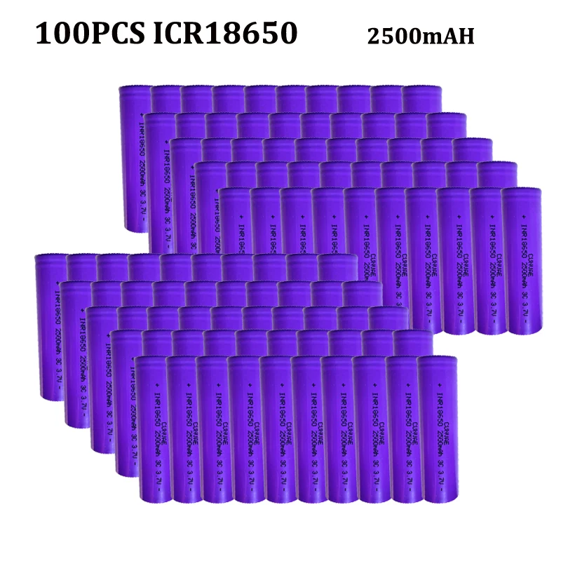 Оригинальная перезаряжаемая литий-ионная батарея 100 ICR18650 18650 V 10A 3C 3,7 mAh для ICR18650-25F Аккумуляторы для электрических велосипедов, 2500 шт.