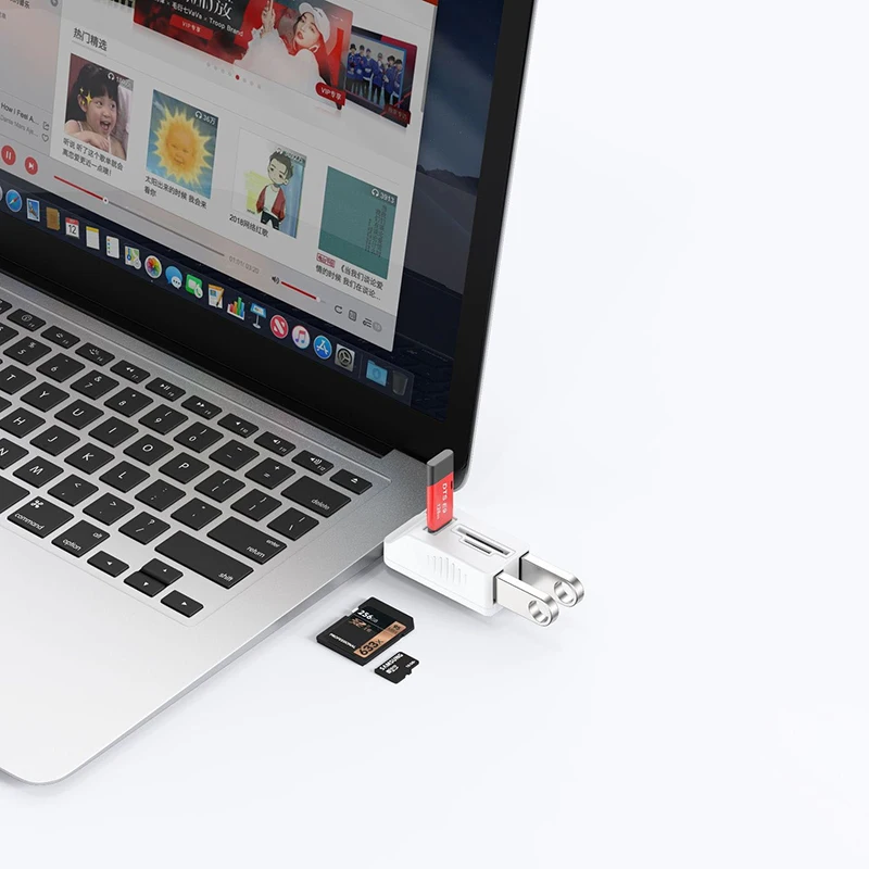 Фото USB-считыватель карт памяти TF SD Type-C, адаптер-удлинитель для ноутбука, телефона OTG USB-C-концентратор для офисной фотокамеры, видео №2