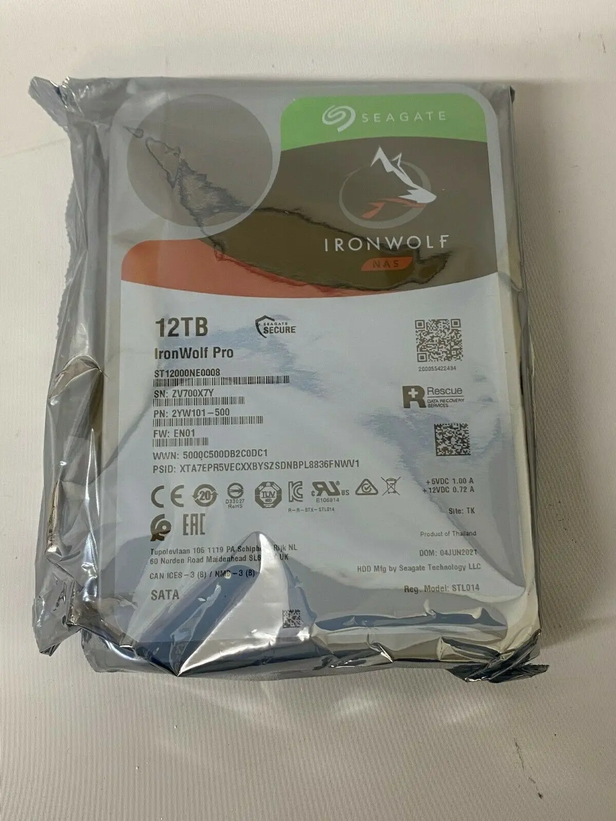 Для Seagate ST12000NE0008 IronWolf Pro 12 ТБ 7200 об/мин SATA 6 Гбит 3,5 дюйма 256 МБ NAS жесткий диск