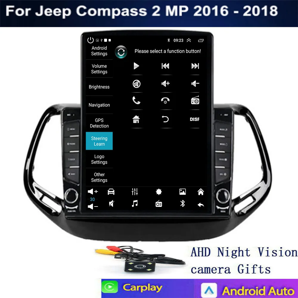 Android 14.0 для Jeep Compass 2MP 2016-2019+ Стиль Tesla Навигация Автомобильный GPS Авто Радио Стерео Мультимедийный Плеер Без 5G Wi-Fi (art.: 3920cf29b26c2) - 3920cf29b26c2