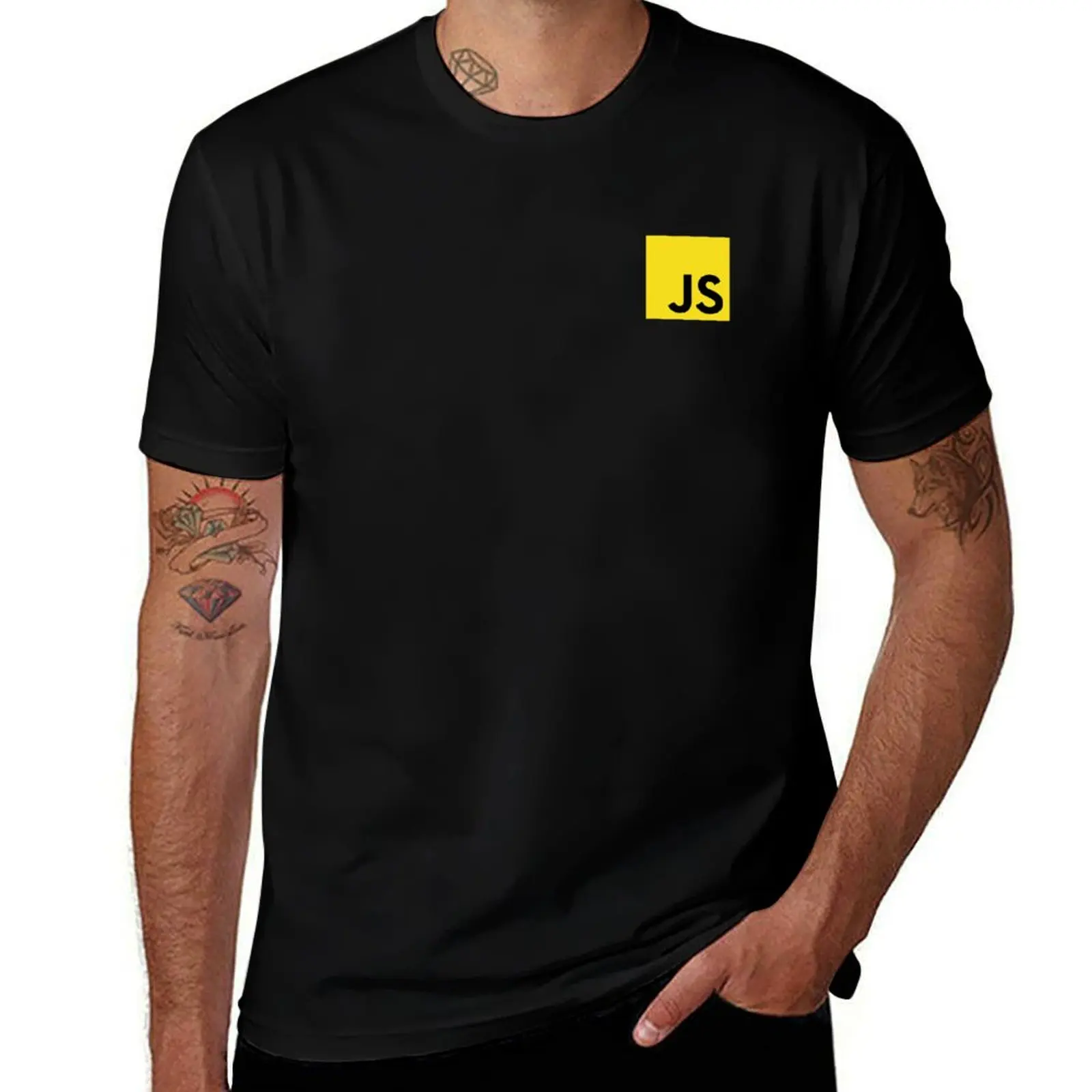 Футболка Javascript, черная хлопковая футболка, простая мужская посылка, футболки с аниме, футболка большого размера