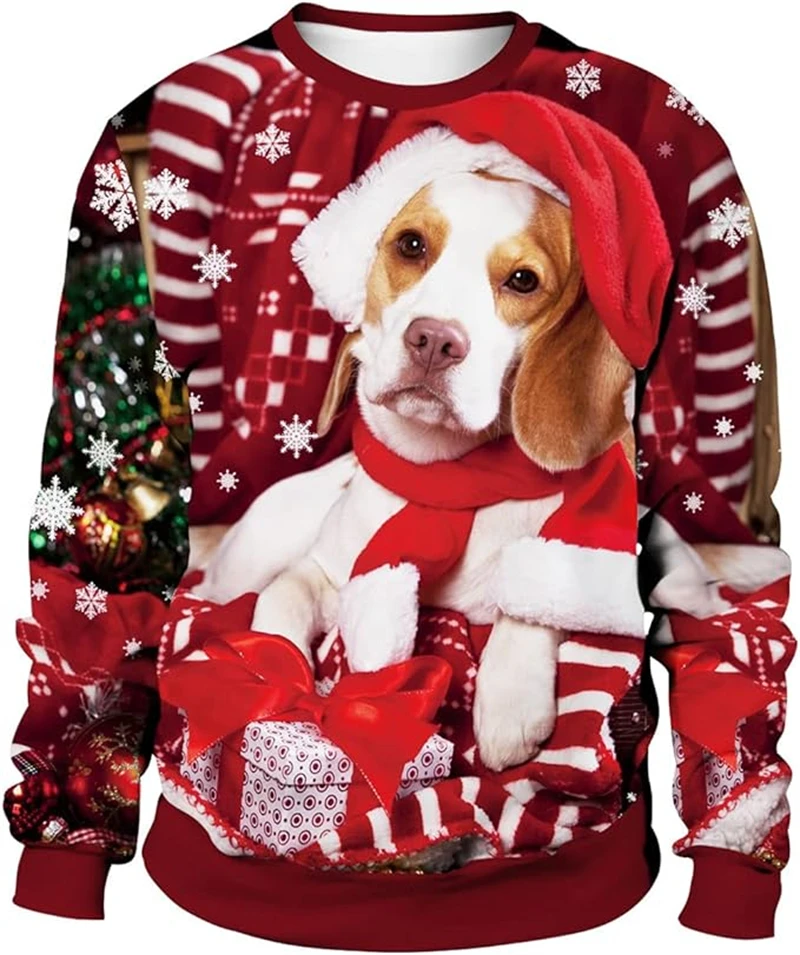 Фото Christmas Theme Men's Sweatshirt 3D Printed Funny Graphic Crewneck Hooded Pullover Autumn Xmas Gifts Kids Tops Men's Clothing №5