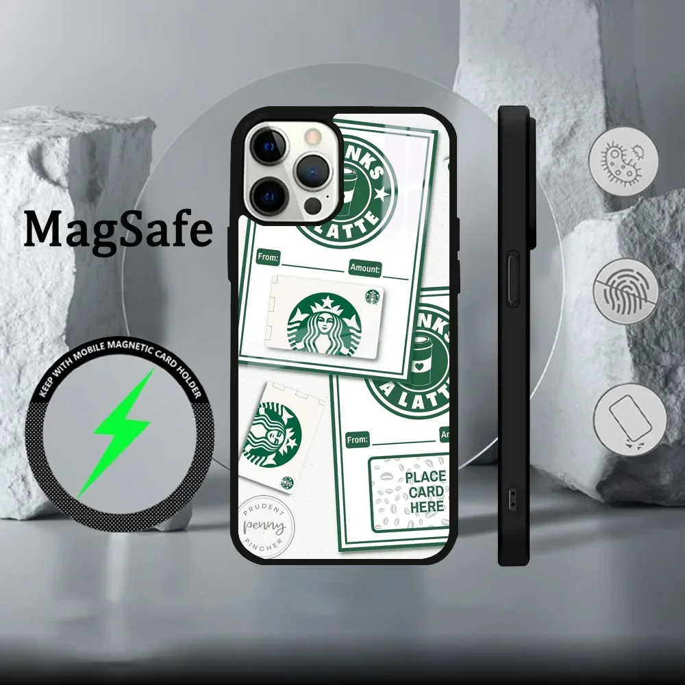 Фото Чехол для телефона S-Star-bucks для IPhone 16, 15, 14, 13, 12, 11 Pro Max Plus Mini Magsafe Mirror, беспроводной магнитный чехол №4