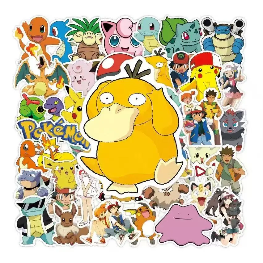 Набор наклеек Pokemon Kawaii Pikachu, водонепроницаемые наклейки для вечеринок, сувениров, мотоциклов, телефонов, автомобилей, скейтбордов, ноутбуков - забавная коллекция