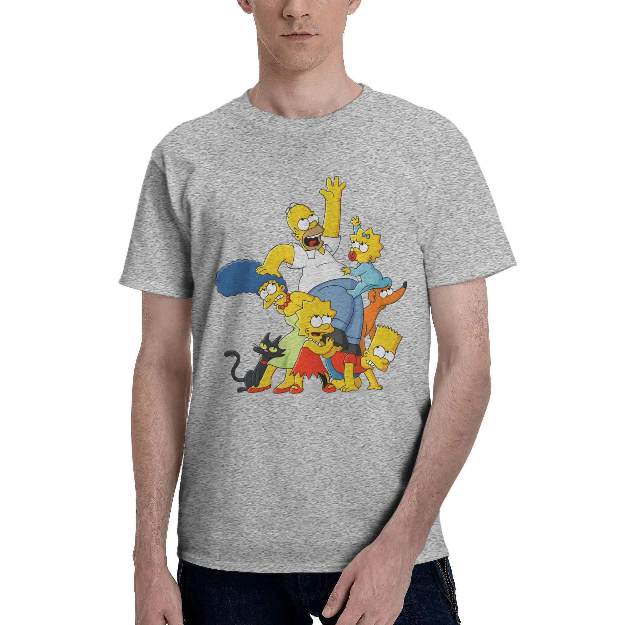 Футболки S-Simpsones, мужские футболки из 100% хлопка с короткими рукавами, футболка с мультяшным принтом, уличная футболка, подарок