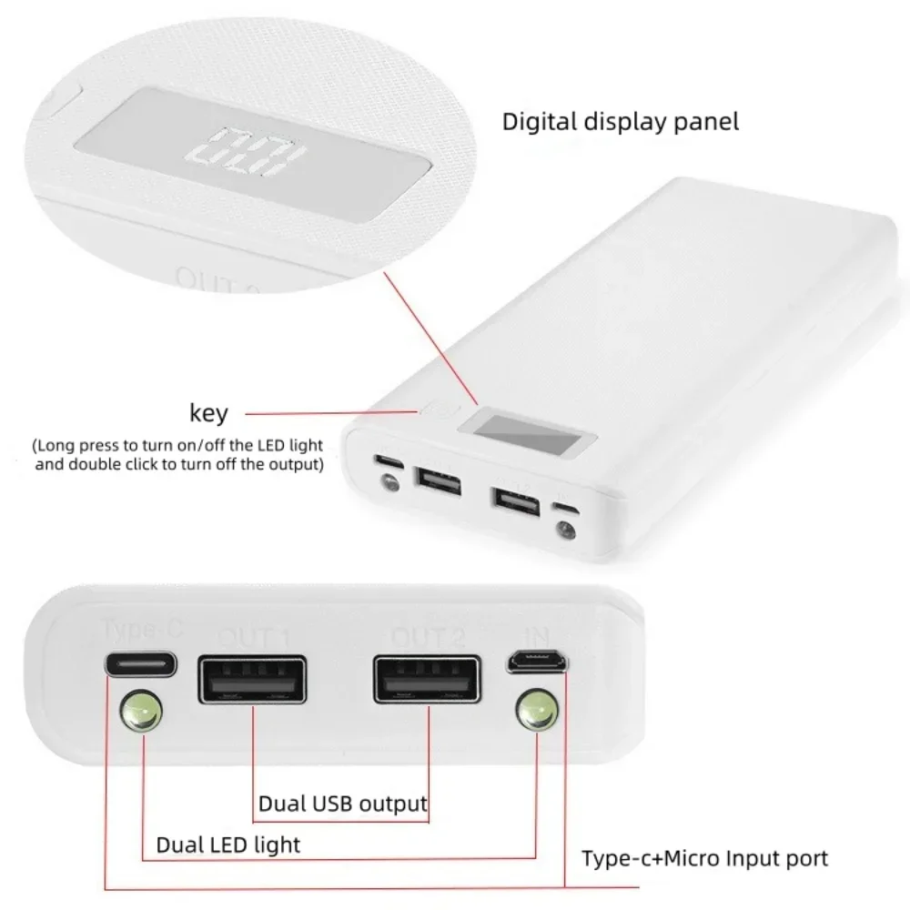 Ящик для хранения двойных USB-аккумуляторов, съемный 8*18650, быстрая зарядка PD, быстрая зарядка, бесплатный сварочный чехол для аккумулятора, комплект мобильного источника питания