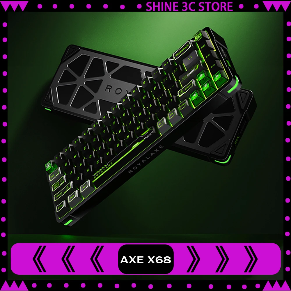 Royal Axe X68 Магнитный переключатель Беспроводная клавиатура в режиме Ti Полностью алюминиевая клавиатура для киберспорта TOP Structure RT0.01 мм Пользовательские киберспортивные клавиатуры для ПК
