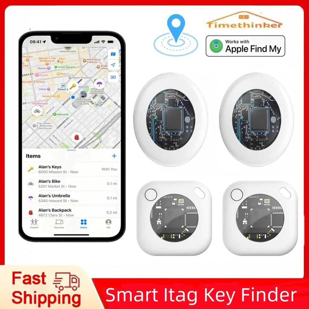 Тайметика Smart Tag Bluetooth GPS трекер Airtag работает с Apple Find My APP ITag анти-потерянный локатор поиск ключей для домашних животных для IOS