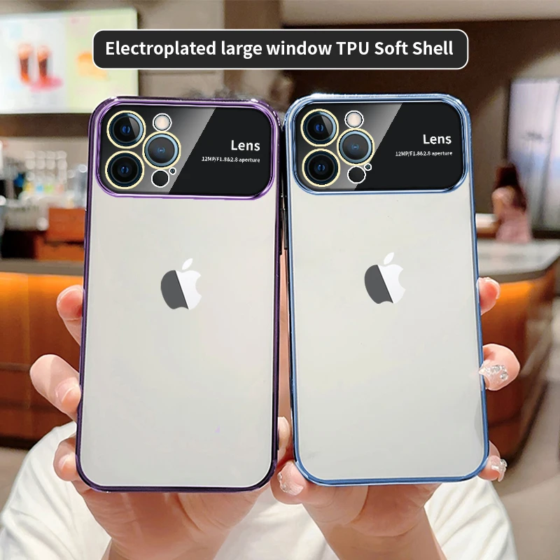 Роскошный оригинальный чехол с большим окошком для телефона iPhone 12 Pro Max 12mini 12 Pro, полностью прозрачная защита, мягкая Противоударная задняя крышка