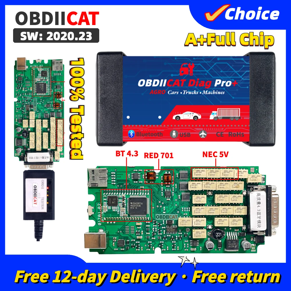 OBDIICAT Diag Pro + Multidiag TCS PRO один PCB 2021,11/2023,23 Keygen Bluetooth OBDII сканер для автомобилей грузовиков диагностический инструмент