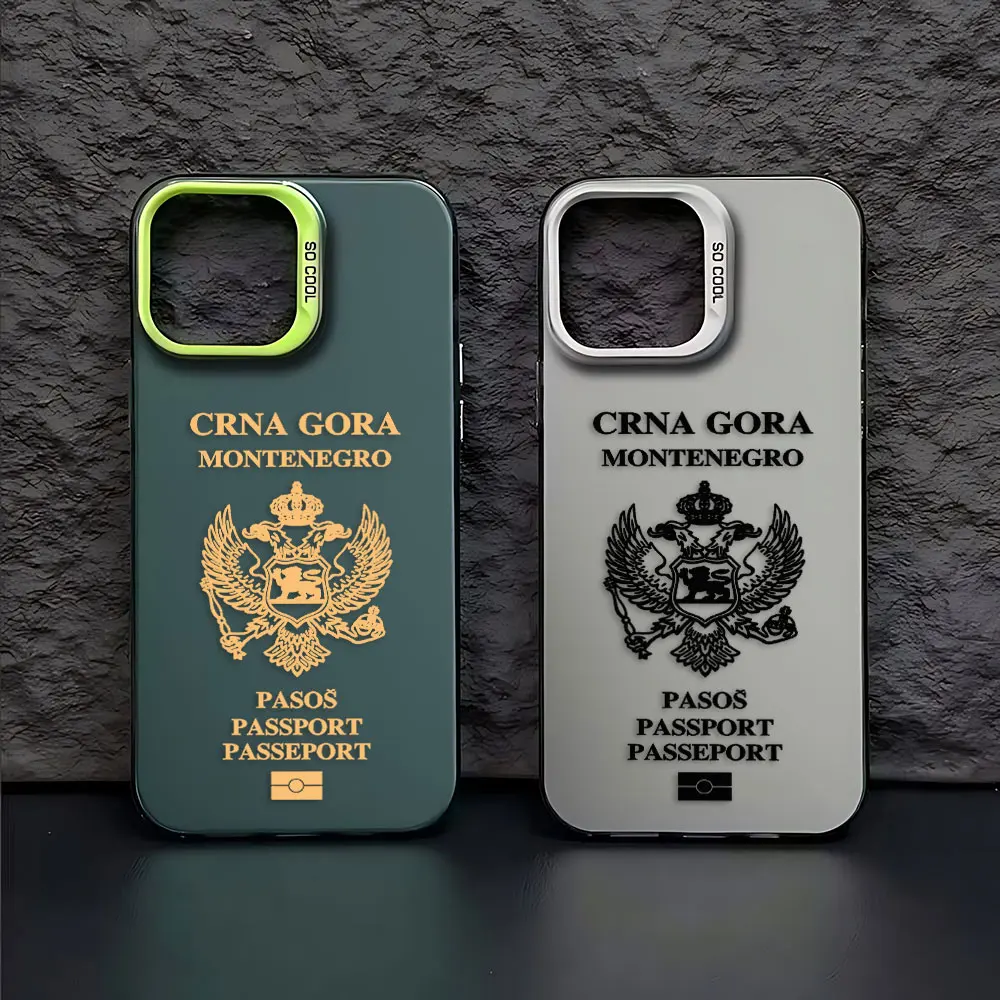 Montenegro Passport Phone Case For iPhone 16 15 14 13 12 11 mini Pro Max X XR XSMAX 8 7 Plus Anti Fall Matte Back Cover
