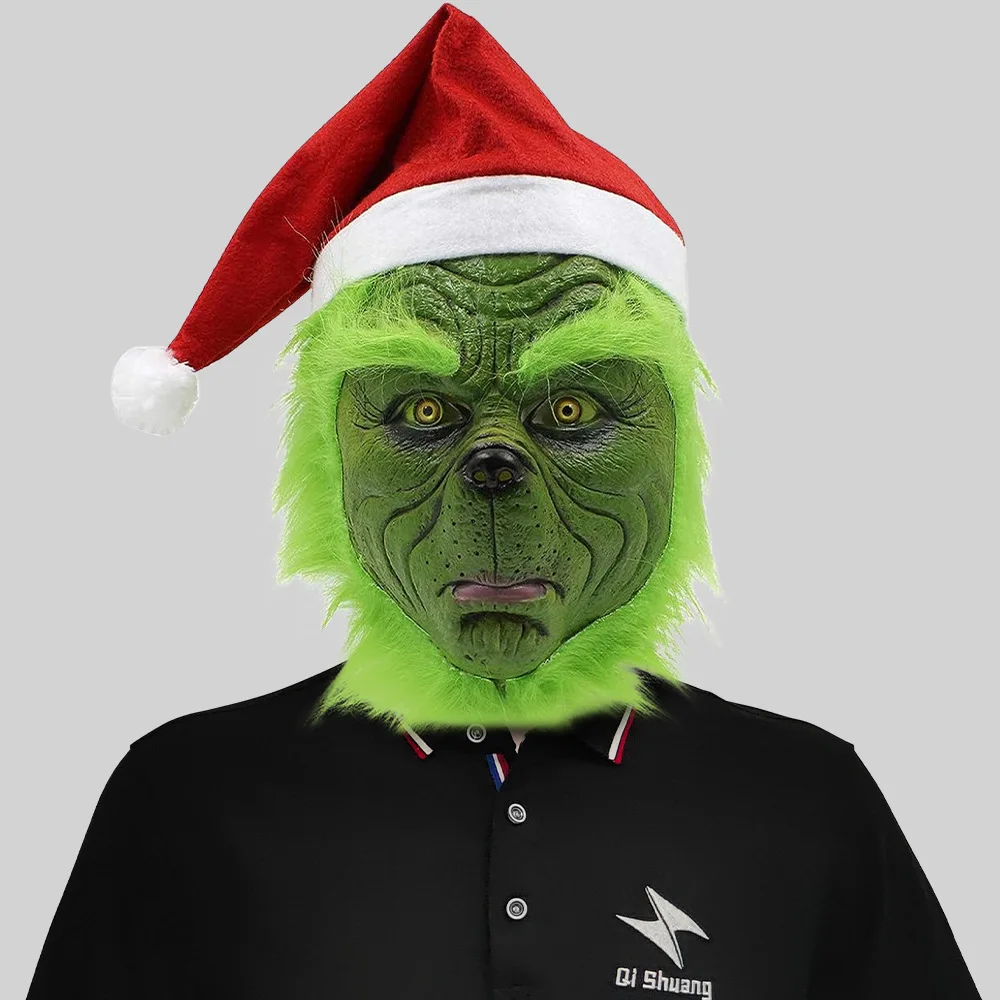 Фото Хэллоуин Nieuwe Kerst Masker Handschoen Set Хэллоуин Косплей Реквизит для вечеринки Dief Rode Hoed Groene Masker Groene Handschoenen №5