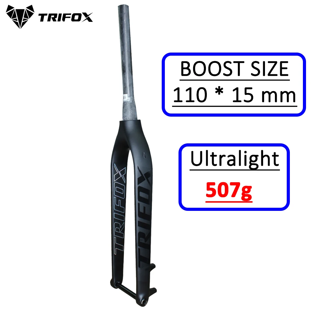 Официальный усилитель TRIFOX, Размер 110*15 мм, 29er, горный велосипед, 29 дисковый тормоз, конический 1-1/8 to1-1/2Thru Axle TMK200, полностью Карбоновая вилка для горного велосипеда