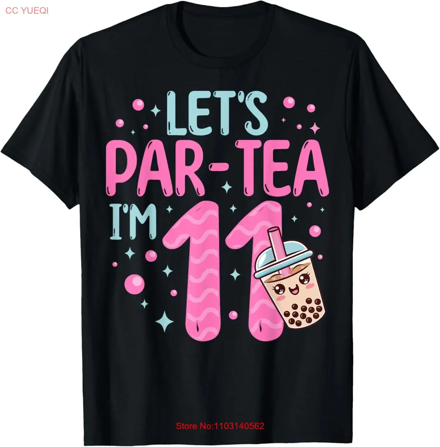 Футболка Let's Par tea I'm 11 Years Old, 11th Birthday Bubble Boba, винтажная стильная уличная одежда с растянутым рисунком