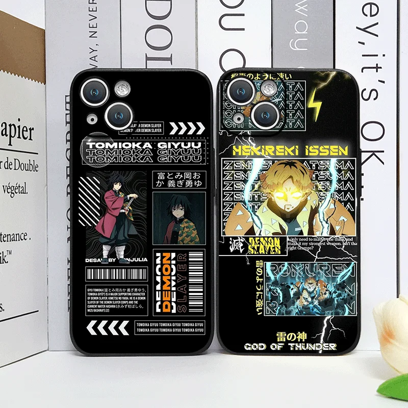 Чехол для телефона Cartoon Anime Demon S-Slayer для IPhone 16, 12, 11, 14, 13, 15, 15 Pro Max Mini X XS MAX XR SE2 7 8 14 Plus, силиконовый мягкий чехол
