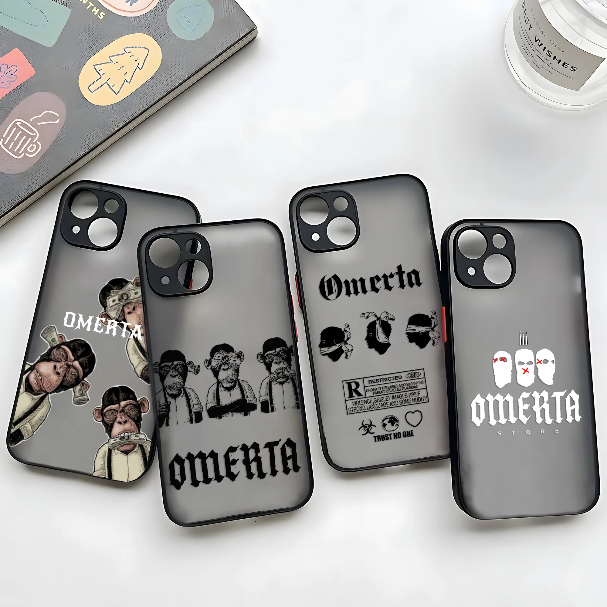Luxury Hip Hop Maes Omerta Matte Phone Case For iPhone 16 15 14 13 12 11 Mini Pro Max X XR XSMax 7 8 6 6s Plus Matte Clear Cover