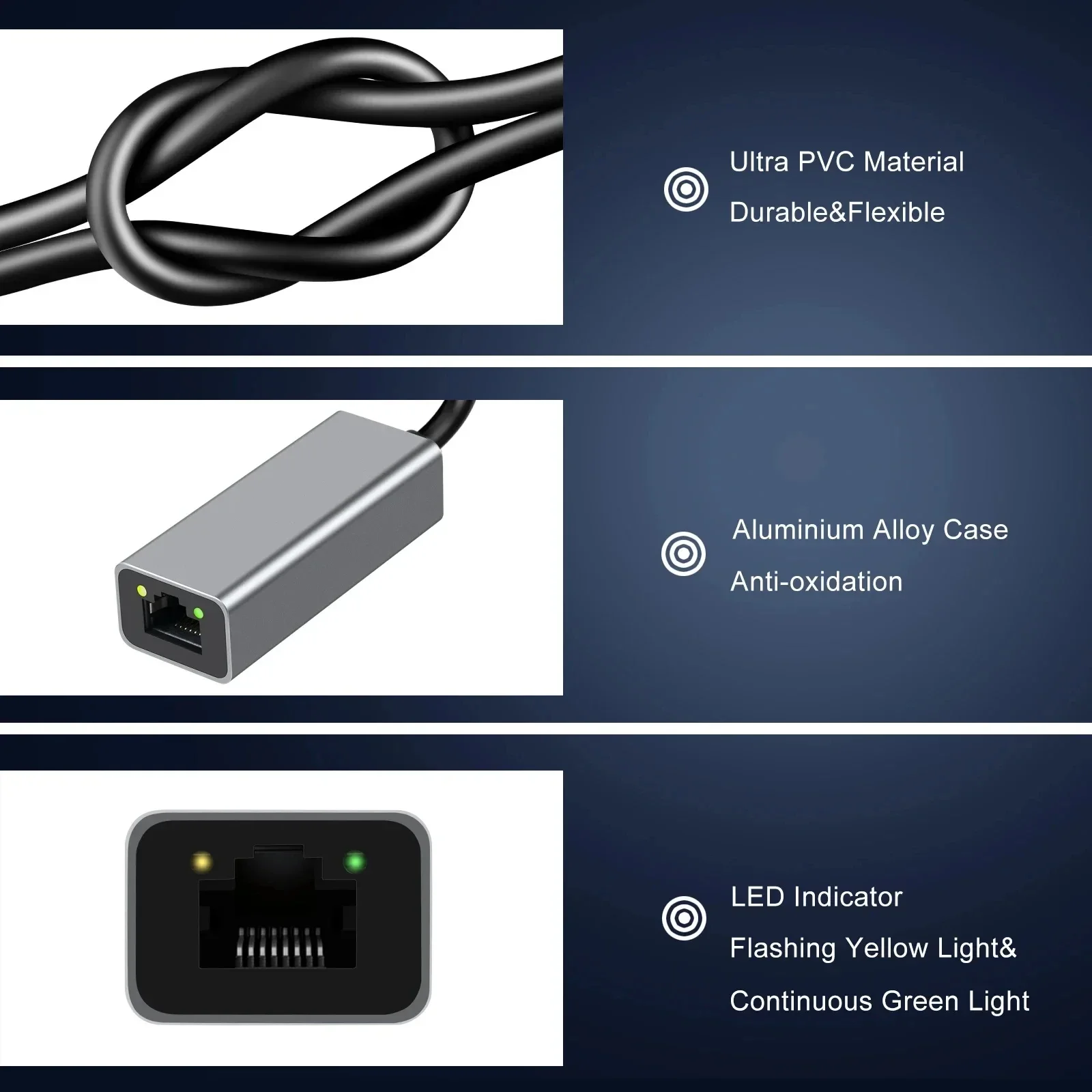Проводной адаптер USB 3.0 типа C USB к Rj45 Lan Ethernet, 1000 Мбитс, сетевая карта RTL8153 для ПК, Macbook, ноутбука, Windows 1011 (art.: 3920cedc8eaa8) - 3920cedc8eaa8