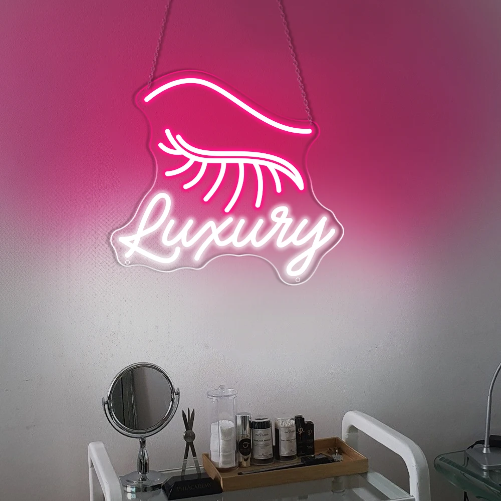 Luxuiy Lash Неоновая светодиодная вывеска Beauty Solon Lash Shop Настенный художественный декор комнаты Неоновые светодиодные фонари USB Lash Украшение комнаты Бизнес-вывески Лампочки и световые трубки