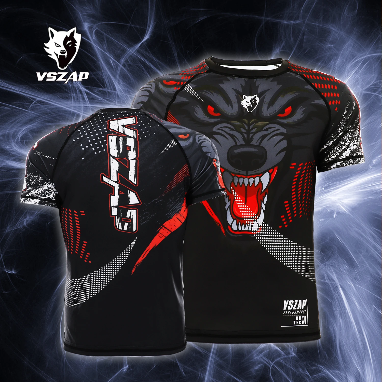 VSZAP Dark Knight Wolf King Boxing, Fighting, Martial Arts, Jiu - Jitsu Tight - облегающая футболка, эластичная и быстросохнущая