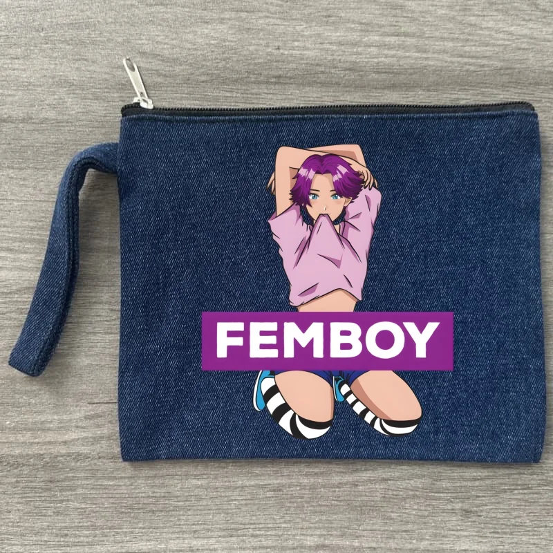 Femboy Fairycore 90s косметичка женская косметичка Kawaii туалетные принадлежности холст органайзер для путешествий джинсовая сумка на молнии сумка кошелек