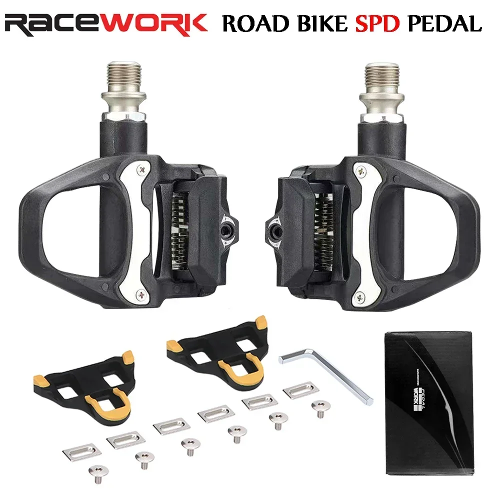 RACEWORK педаль для шоссейного велосипеда, нейлоновые педали с фиксатором для велосипедного подшипника, шипы, педаль без зажимов для системы SPD SL с фиксирующей пластиной