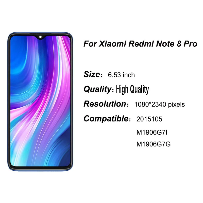 Поп-высококачественный дисплей для Xiaomi Redmi Note 8 Pro, ЖК-дисплей с дигитайзером сенсорного экрана в сборе, экран Redmi Note 8 Pro