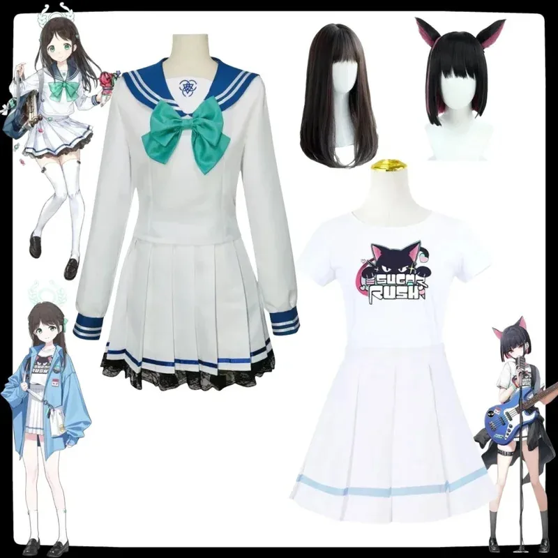 Игра Синий Архив Kurimura Airi Косплей Костюм Парик Kyoyama Kazusa Band Униформа Набор для Хэллоуина