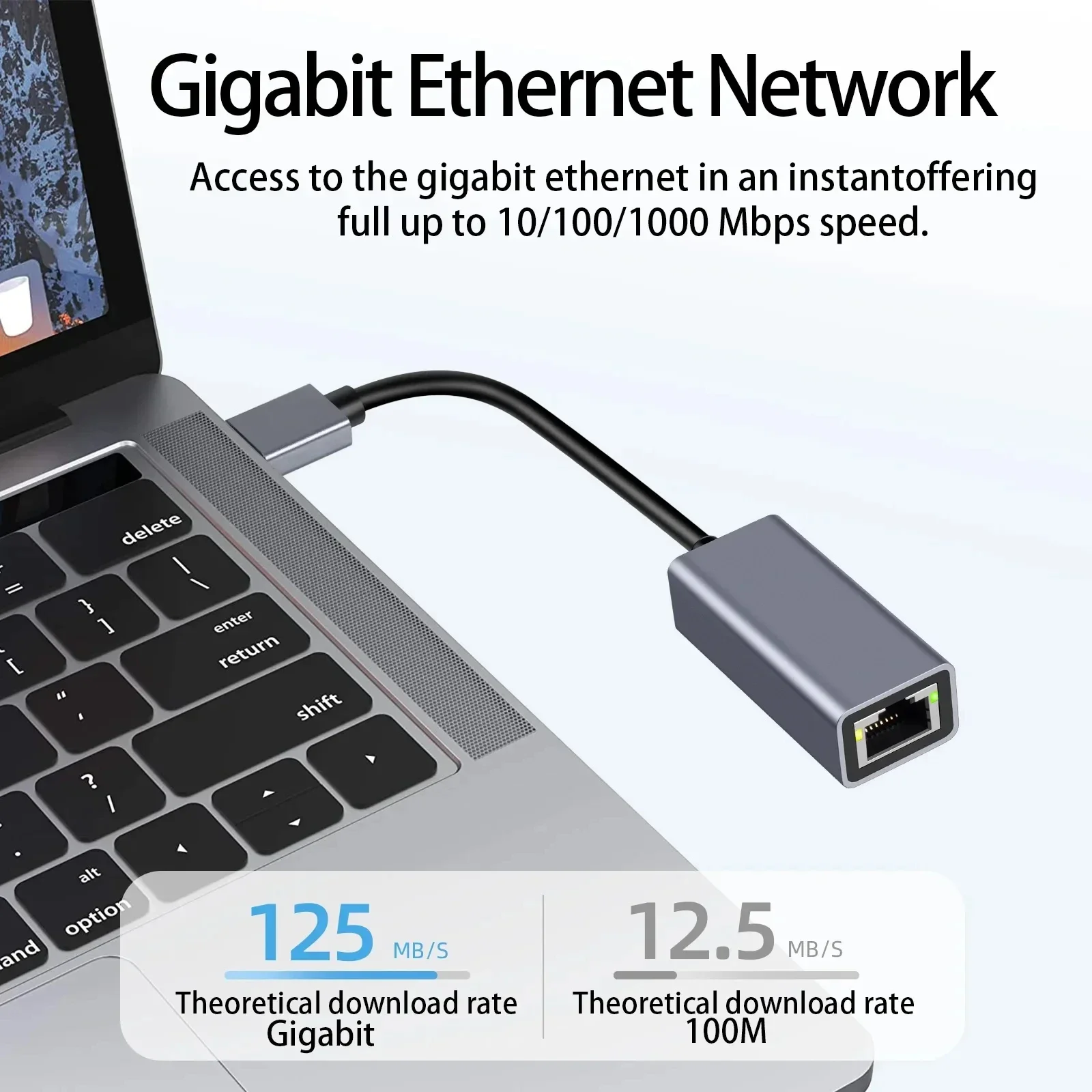 Фото Проводной адаптер USB 3.0 типа C USB к Rj45 Lan Ethernet, 1000 Мбит/с, сетевая карта RTL8153 для ПК, Macbook, ноутбука, Windows 10/11 №5
