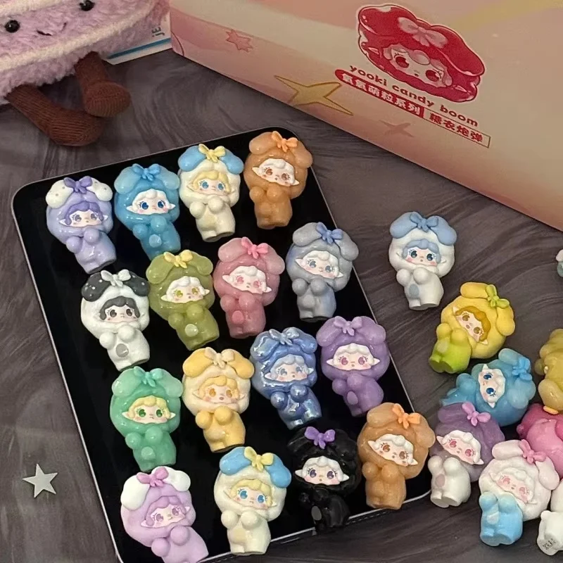 Подлинная серия Yooki Candy Boom Kawaii Mini Blind Bag, милые мини-бобы, украшение для стола, загадочная коробка, индивидуальный подарок для девочки, игрушка