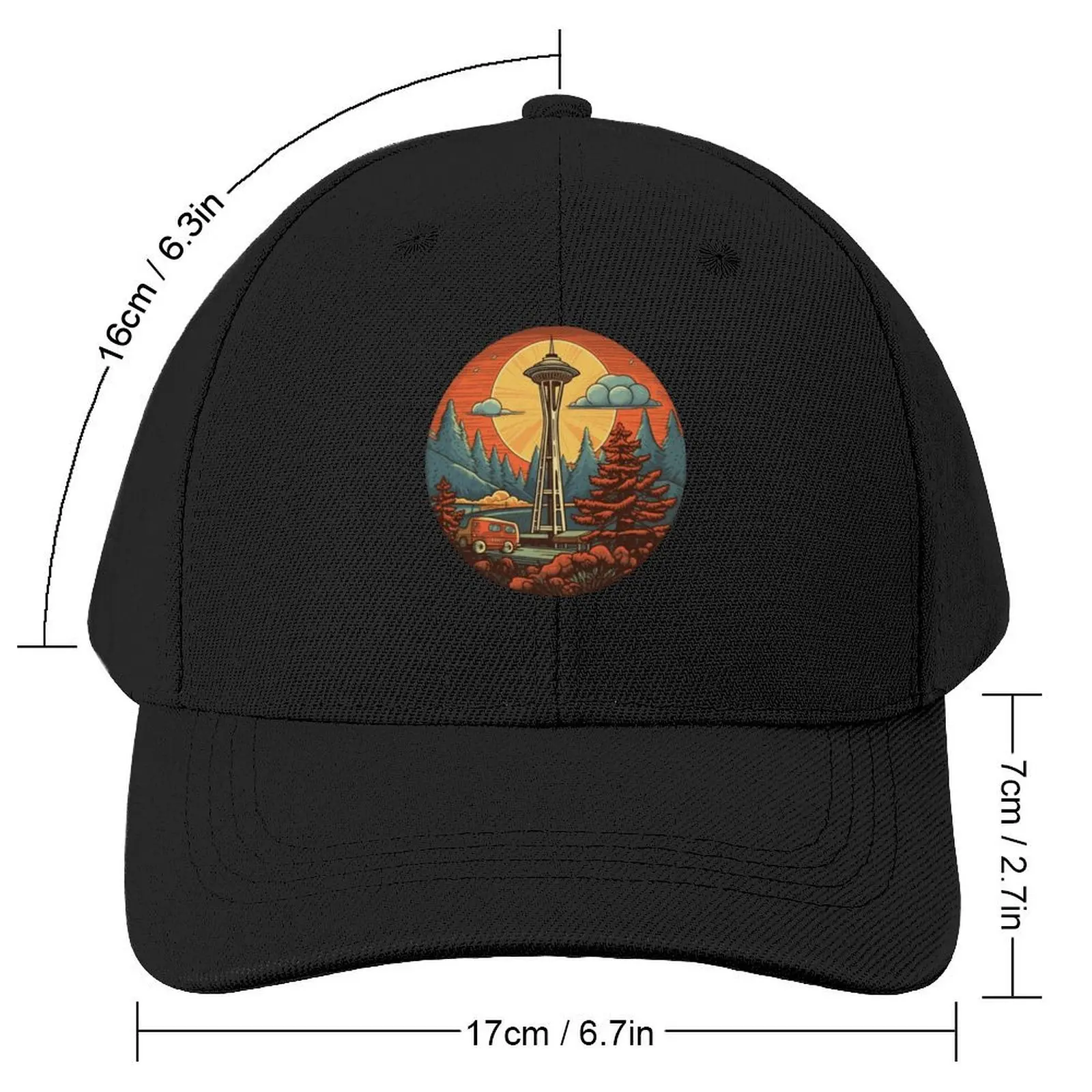 Фото Retro Seattle Space Needle Baseball Cap Horse Hat Sun Hat For Children Golf For Man Women's №2