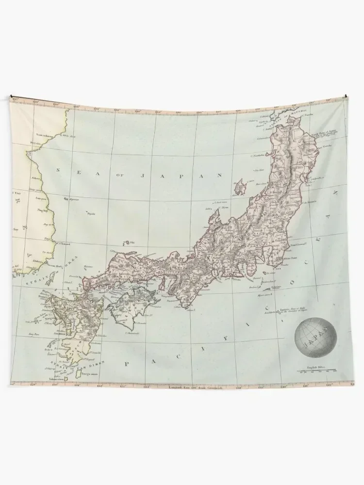 Старая японская карта (1850) Винтажный гобелен с Атласом Nippon, декор комнаты для девочек, декор для ванной комнаты, гобелен