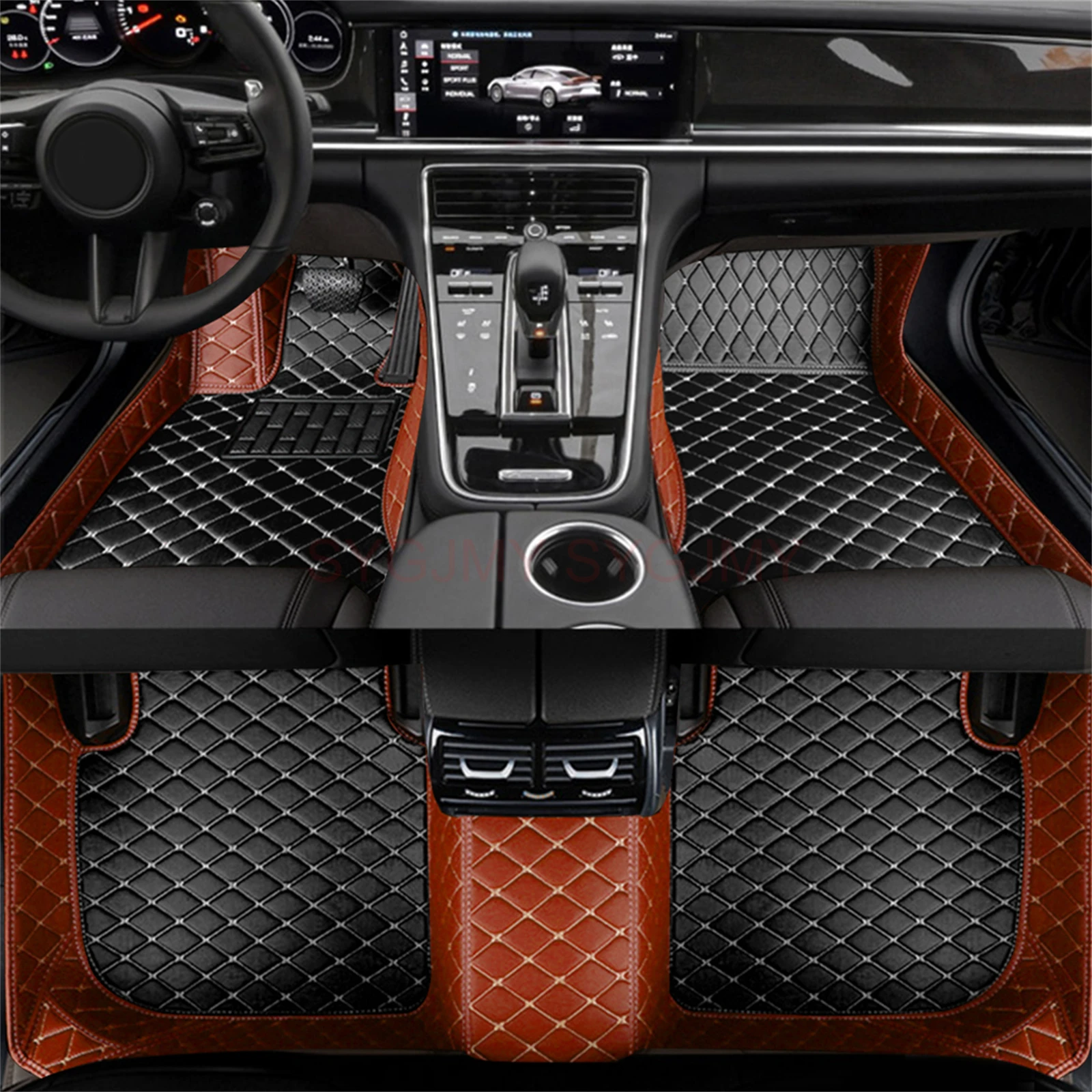 Фото Коврик автомобильный цветной, под заказ, для Audi Q7 7 Seat 2006-2015 2016-2019 2020-2023 Q7 E-tron, интерьерные аксессуары из искусственной кожи №3