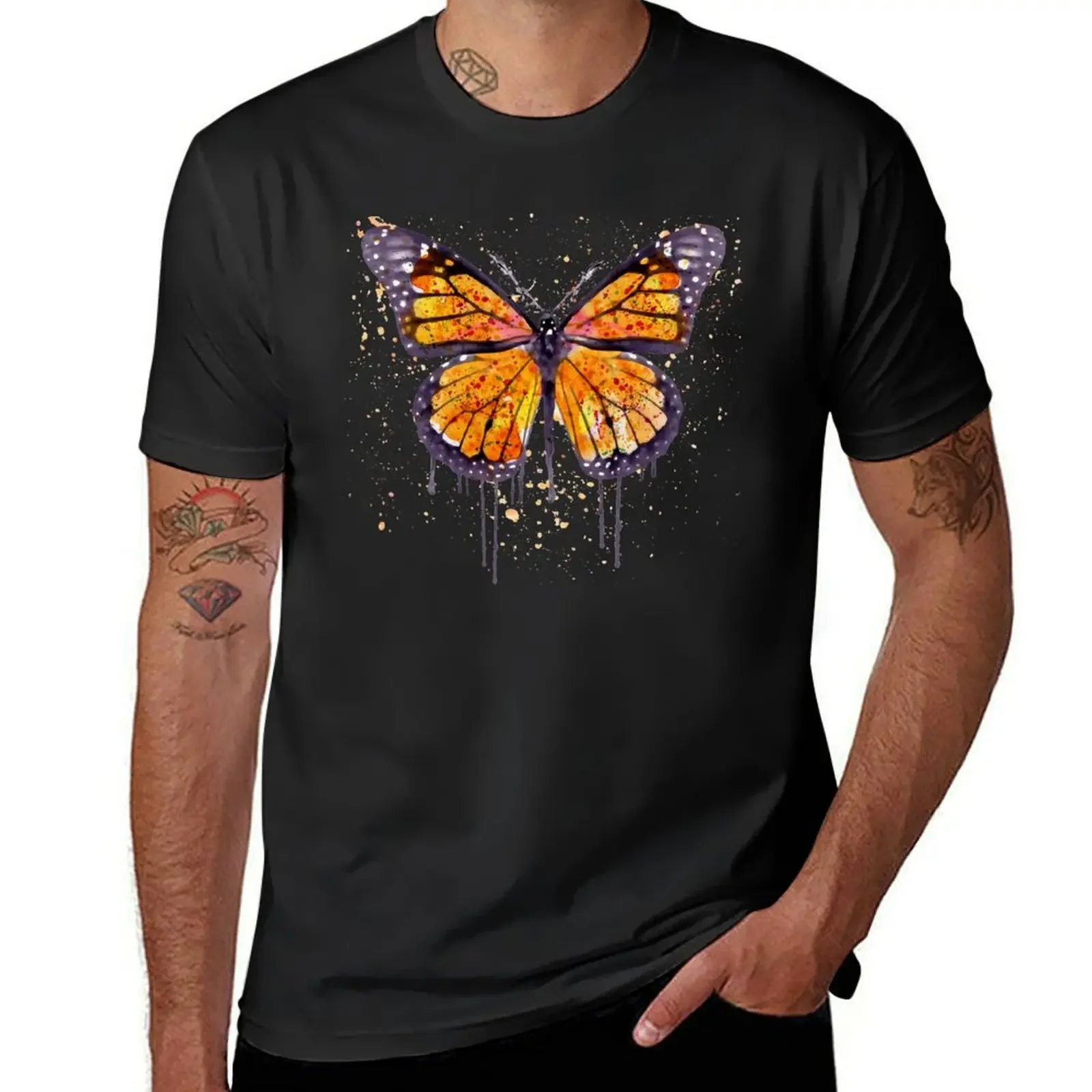 Футболка с акварелью Monarch Butterfly, эстетичная одежда, блузка большого размера, винтажные мужские рубашки для тренировок