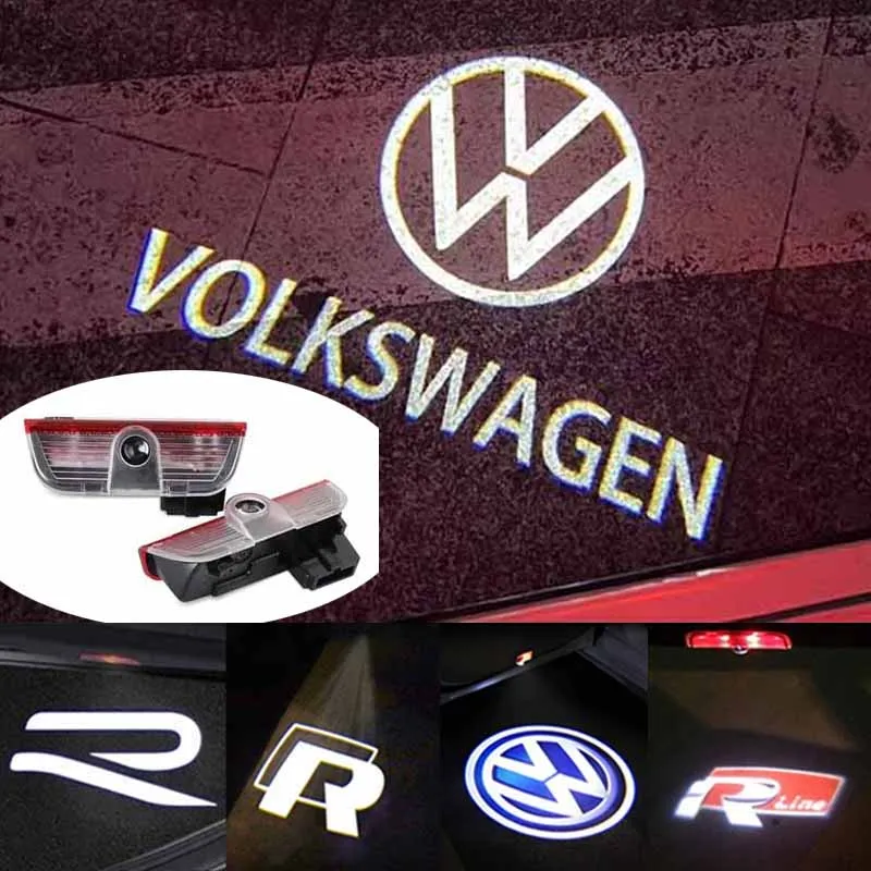 Светодиодные проекторы с логотипом дверей автомобиля для VW Golf 5/6/7, R/GTI/GTD/GTE, Touareg, CC, Passat (B6 - B9), C6-C8 Jetta, аксессуары