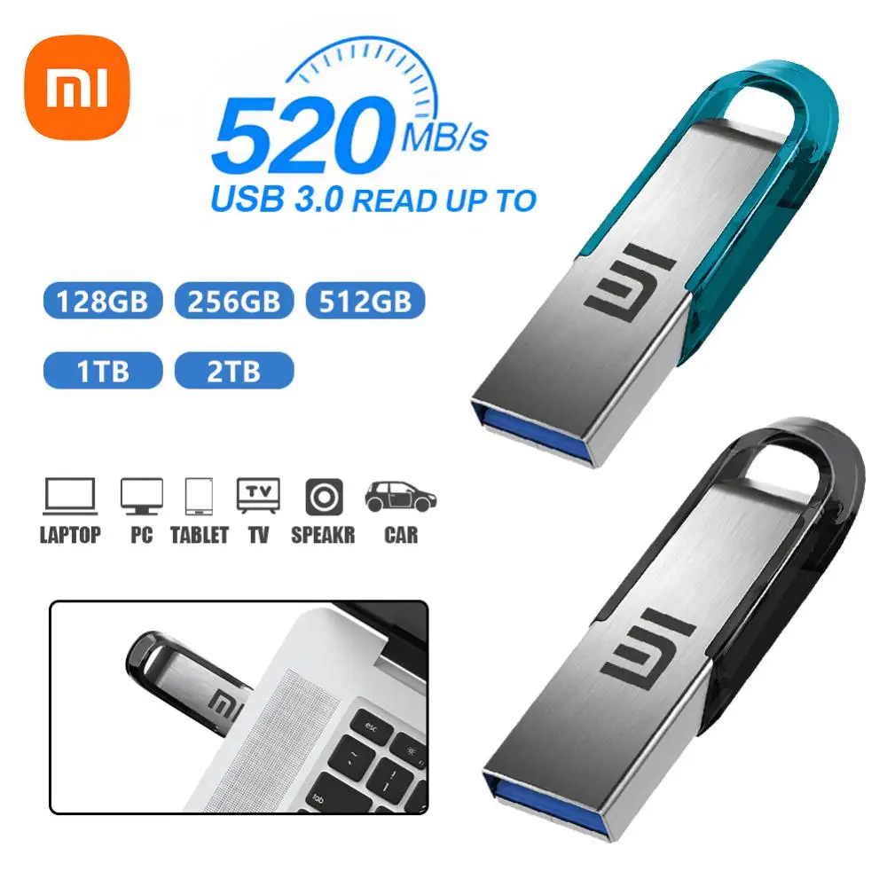 Фото Металлический флэш-накопитель Xiaomi, портативный флеш-накопитель большой емкости USB 3,0 объемом 1 ТБ, высокоскоростная передача файлов, Водонепроницаемый U-диск, Новинка №3