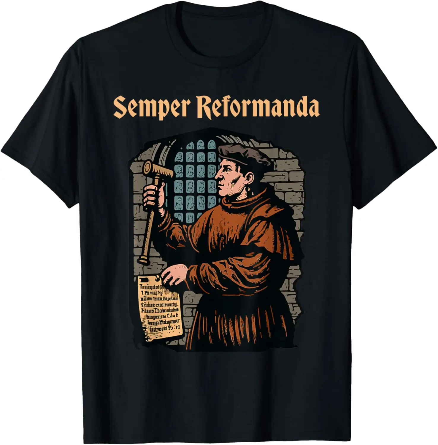 Martin Luther Reformation Semper Reformanda христианская футболка хлопок ретро уличная мода мужская хлопковая рубашка с коротким рукавом дизайн