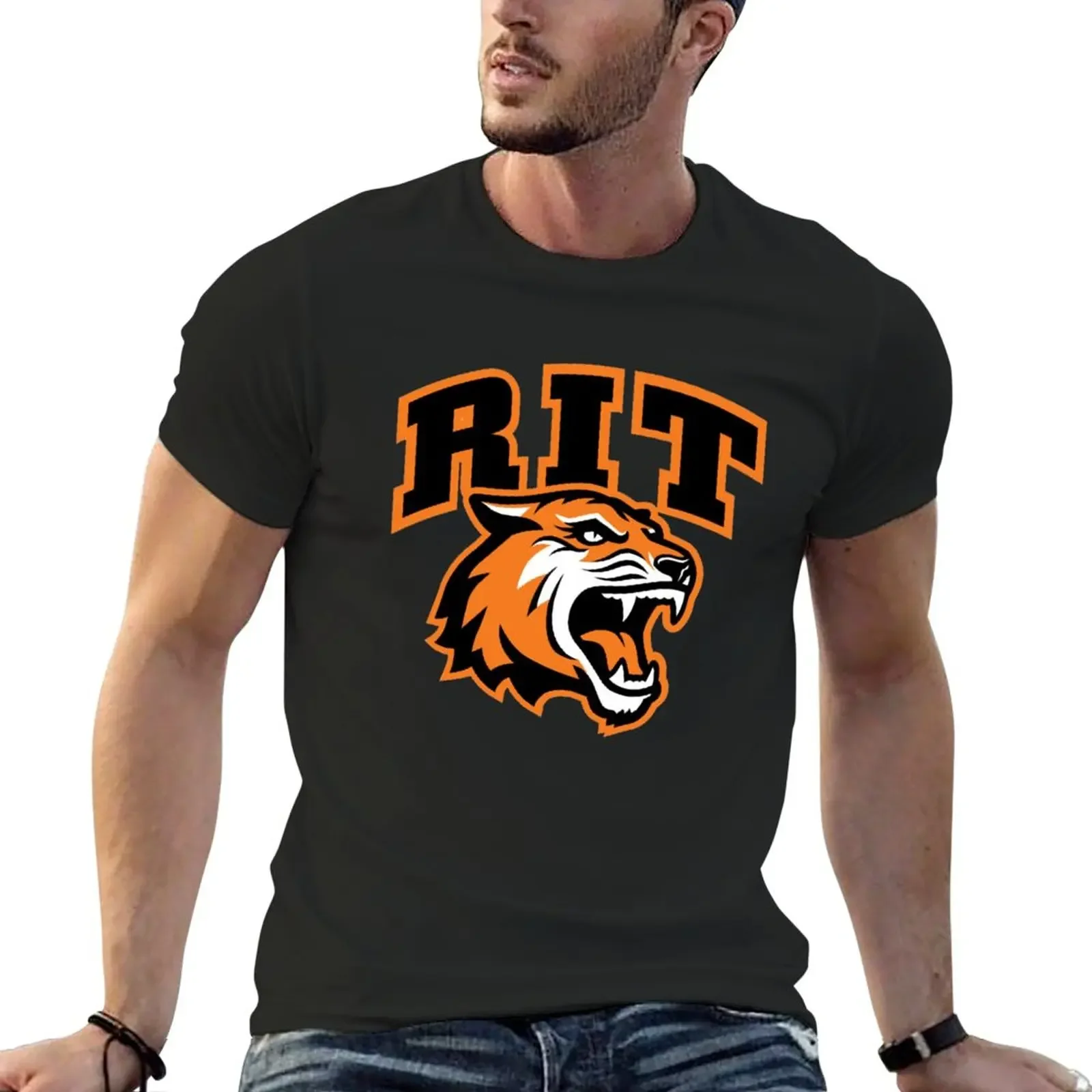 Футболка RIT TIGERS, кавайная одежда, простые мужские футболки