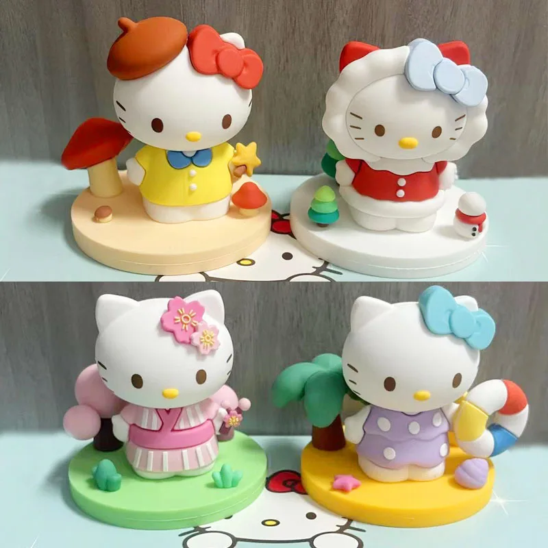Мультяшный трио «Hello Kitty», слепая коробка, четыре сезона, аромат «Hello Cat», украшение для дома, настольного автомобиля, детский подарок