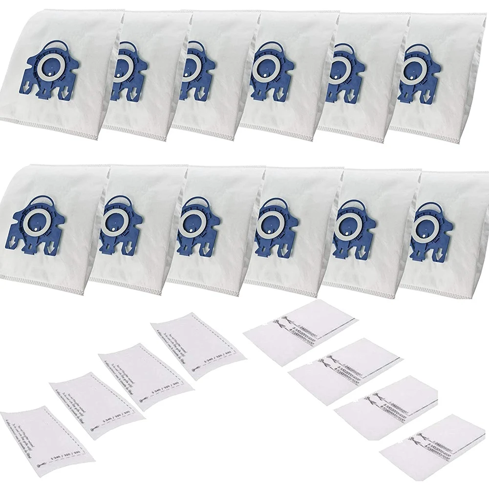 12 мешков для пылесоса + 8 фильтров, совместимых с HyClean Miele GN 3D 10408410 ,Cl ic C1 Эффективные мешки для пылесоса