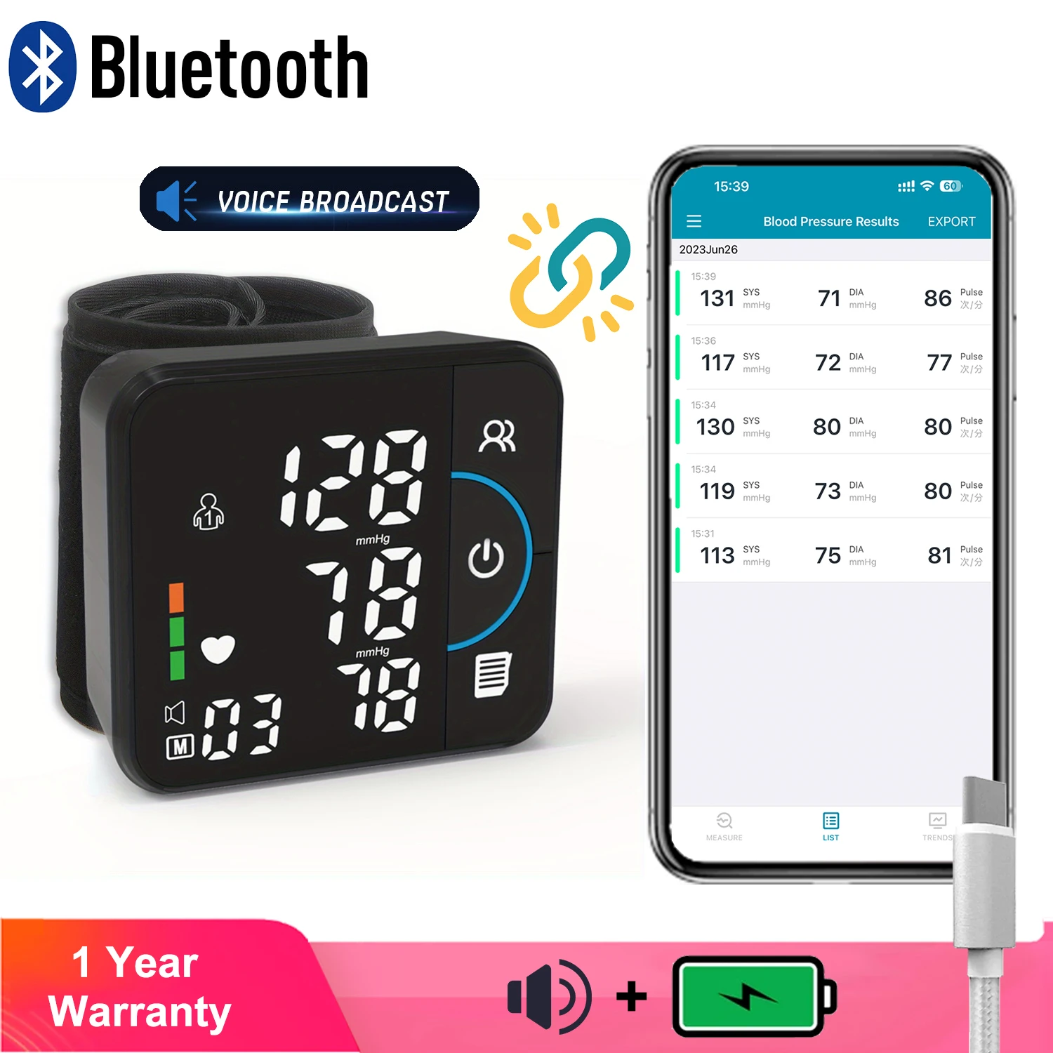 Сфигмоманометр с Bluetooth-зарядкой и функцией определения артериального давления