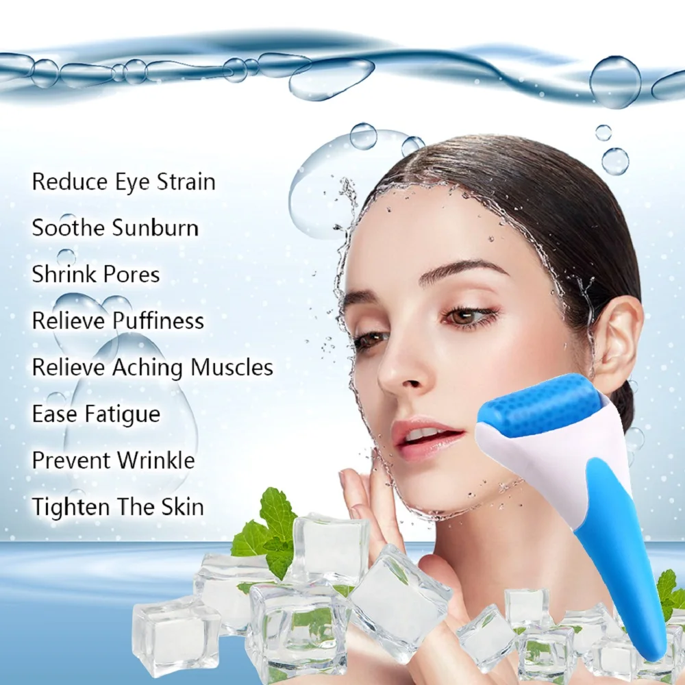 Ice Face Roller Холодный массажер для лица Ice Roller для отечности глаз, мигрени, облегчения боли TMJ и небольших травм Инструмент для ухода за кожей