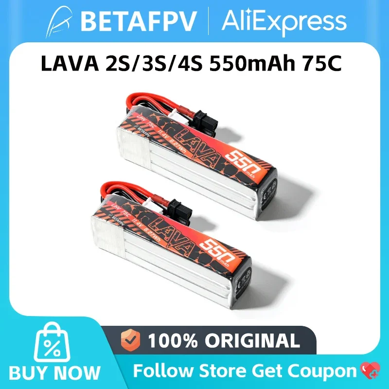 Фото BETAFPV LAVA 2S/3S/4S 550 мАч 75C Аккумулятор XT30 (2 шт.) для Pavo20 Pro Pavo Pico Meteor85 HD №2