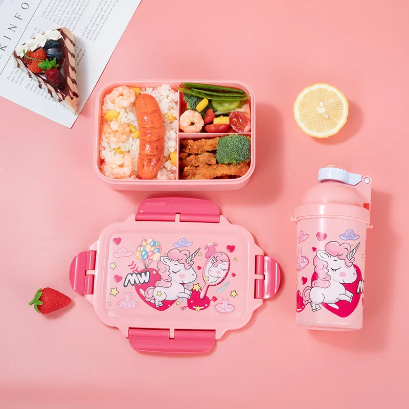 Милый Единорог бенто Ланч-бокс и бутылка для воды для детей девочек Kawaii детский Ланч-бокс школьные сэндвич-боксы контейнер для еды