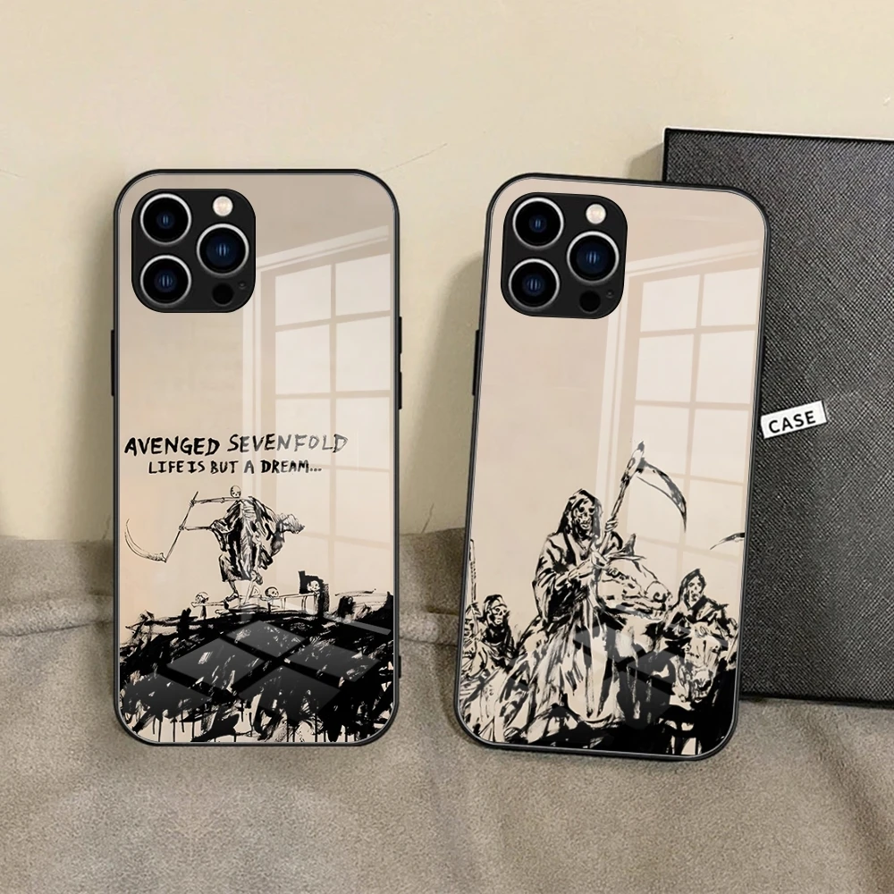 Чехол для телефона INS A-Avenged Sevenfold для IPhone 15 Pro Max14 Pro 12 11 13 16 X XR XS 8 7 Plus SE, стеклянная задняя крышка