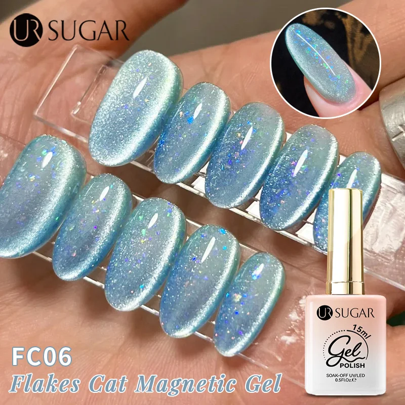UR SUGAR 15 мл Baby Blue Flakes Cat Магнитный гель-лак для ногтей с эффектом облачного шелка для летнего дизайна ногтей Soak Off LED UV Gel