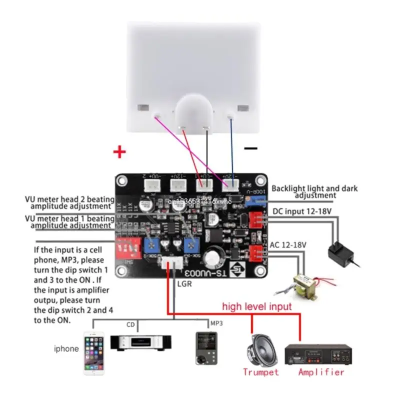 Dropship Professional Power Amplifier Meter DB Level Header VU Meter Подсветка Измеритель мощности звука для домашнего аудио